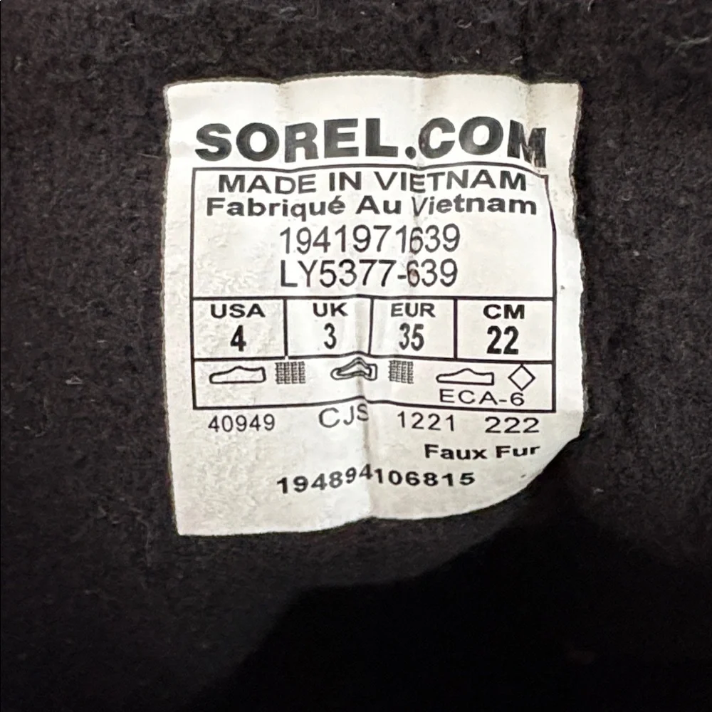 Sorel Whitney ll Quilted Snow Boots Size 4